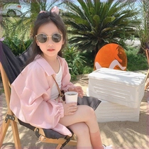 Childrens sun protection shirt girls Korean style light shirt sun protection shirt summer loose air-conditioned shirt for small medium and large children versatile