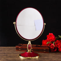 Wedding red mirror Festive bride dowry makeup mirror Portable love mirror Desktop double-sided mirror dressing mirror