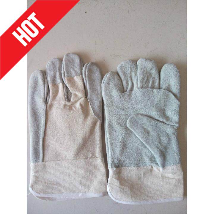 Hot Pins Full 12 Paid Up Two Floors Cattle Leather Seaman Electric Welding Labour Gloves Welt Canvas Hand Protective Supplies