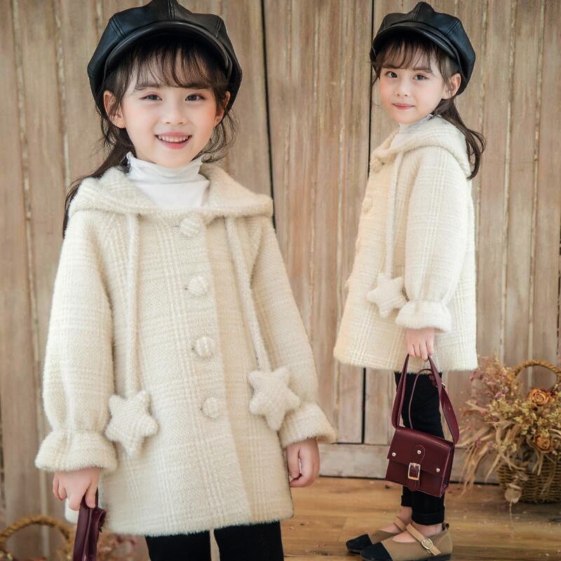 Girl child Child Great Coat Fur Coats Children Autumn Winter Clothing Thickened Foreign Pie Trendy Medium Long Version Baby Han Edition Tide
