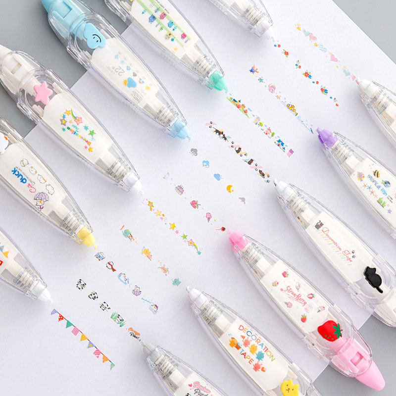 This research Korean cute girl lace correction belt girl mini hand account material pattern decoration decoration belt key mark correction belt cartoon hand account diary correction belt push-type cultivation belt