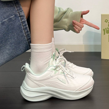 Pull-Back Sneakers for Women, Autumn and Winter 2025, Versatile and Popular White Shoes, New Women's Style, Fleece-Lined, Thick-Soled, Lightweight Running Shoes