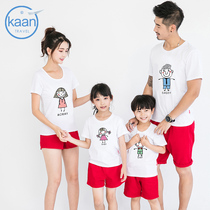 Net red is not the same parent-child outfit summer 2021 new cartoon printing T-shirt a family of three and four family portraits