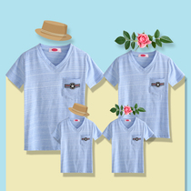 High-end parent-child summer dress 2021 Korean version mother and child mother and daughter family dress A family of three short-sleeved T-shirt foreign style