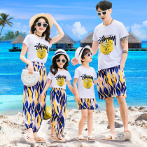 Net red parent-child outfit summer dress a family of four 2021 new fashion mother and son mother and daughter foreign style suit family portrait spring