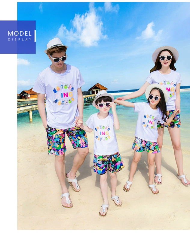 Quần áo gia đình mặc đi biển mùa hè của phụ nữ mặc đồ gia đình mùa hè 2020 mới hợp thời trang gia đình ba mảnh vải in hình thời trang của bà mẹ trẻ em - Trang phục dành cho cha mẹ và con