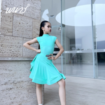 Dance 2024 new childrens Latin dance competition performance clothing summer airplane sleeve girls high-end professional competition clothing