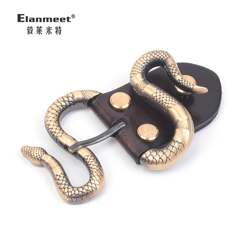 Solid Brass Snake-Shaped Japanese Pin Buckle 4.0cm Inner Diameter Complete Set with Body Belt Accessories Snake Pattern Belt Buckle