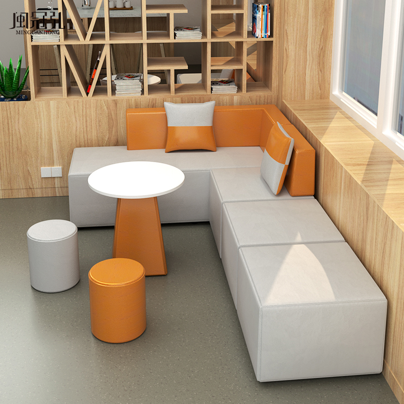 Office Sofa guests Reception Training Institution Leisure and other waiting areas Straight corner Creative Nappa leather sofa Portfolio