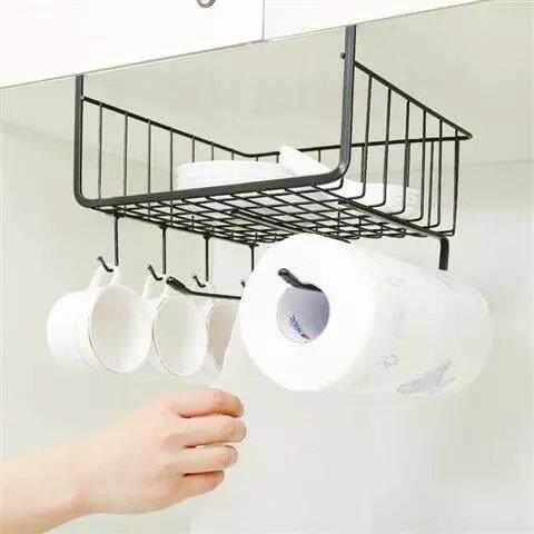 Partition layered hanging cabinet under shelf finishing rack hanging basket under hanging cabinet cabinet rack shelf iron hanging basket storage kitchen