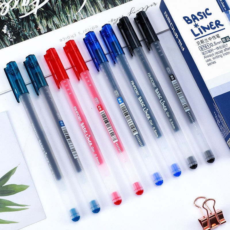Large capacity full needle tube disposable gel pen 0 35 sign pen students use 0 5 red blue black ink blue
