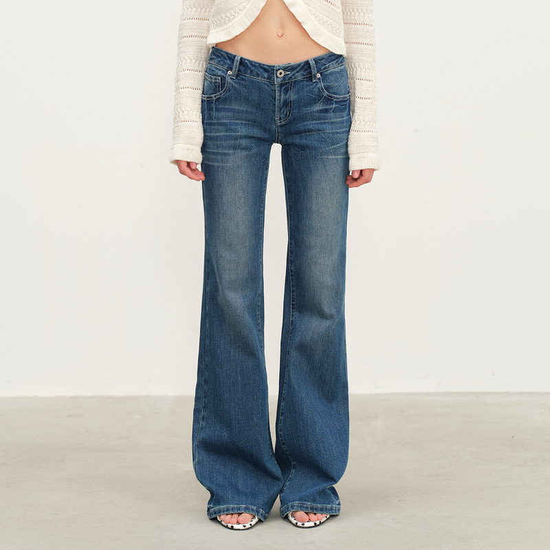 Howwell2026Ss Millennium Retro Low-Waist Silhouette Flared Denim Pants Create a Retro Atmosphere