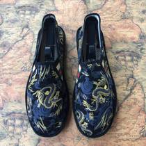 Handmade cloth shoes old Beijing cloth shoes Mens Society boy Bean shoes printing trend canvas shoes a pedal Xishan shoes