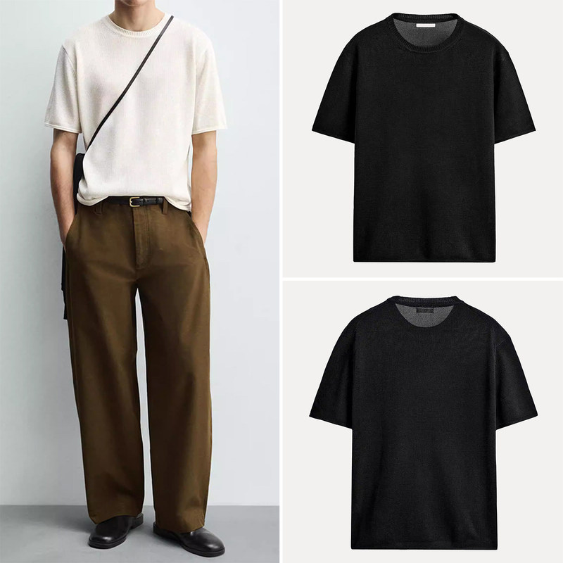 Cabinet 329! Men's Clothing 2026 New Spring Outfit Round Neck Multi-Color Slim Straight Knit T-Shirt 9598426 Cabinet 329! Men's Clothing 2026 New Spring Outfit Round Neck Multi-Color Slim Straight Knit T-Shirt 9598426