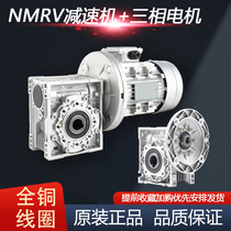 nmrv worm gear reducer with motor three-phase 380v turbine worm rv40 50 63 right angle reducer integrated
