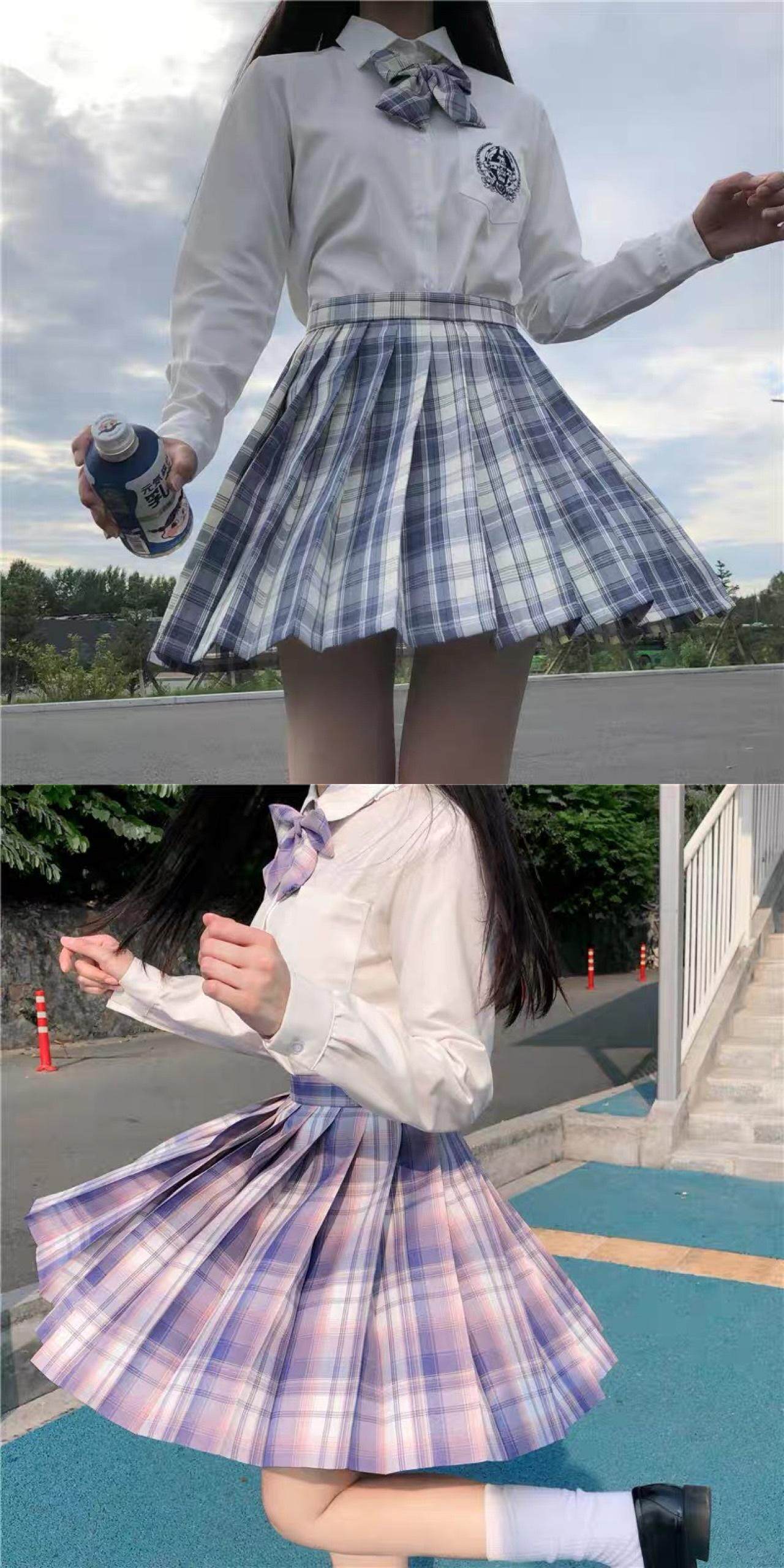 товар из китая jk制服裙正版原创秋冬百褶短裙全套半身裙学院风学生套装格裙女夏