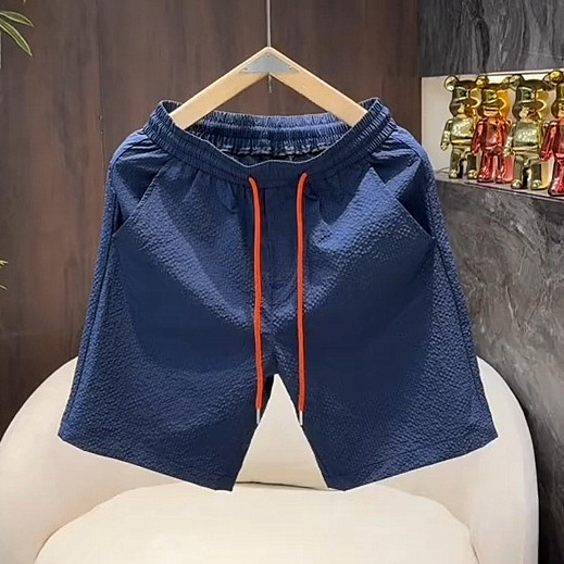 Summer Thin Bubble Gauze Trendy Quick-Drying Shorts for Men, Simple and High-End, Loose and Versatile, Breathable Casual Five-Point Shorts