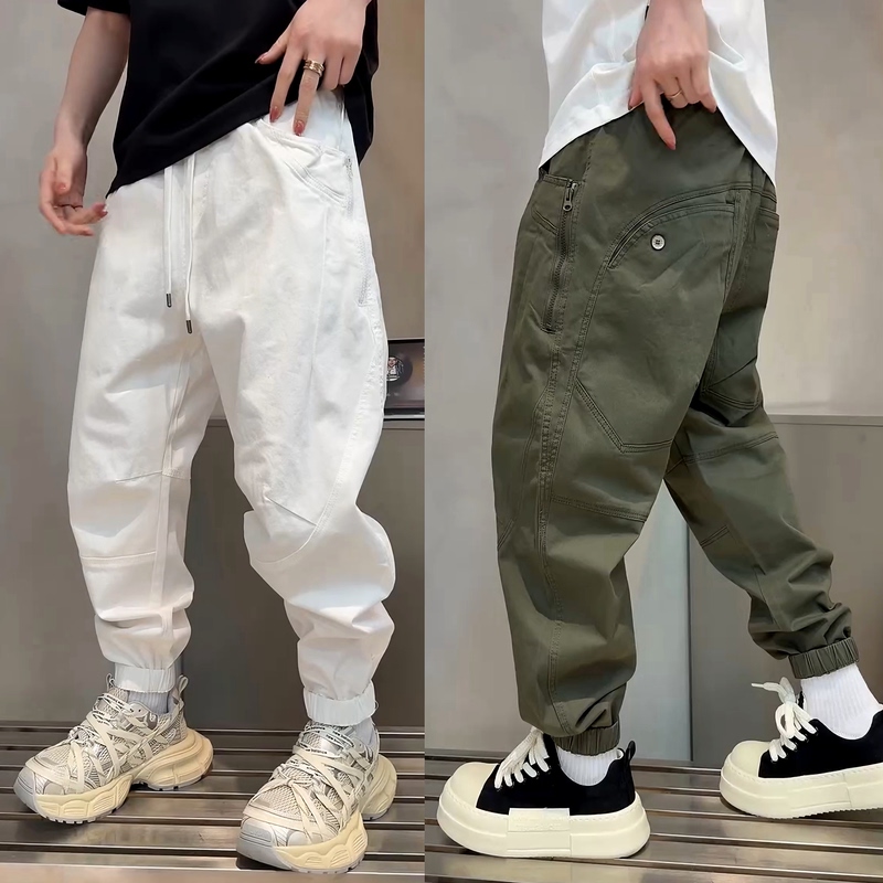 2026 Spring Zipper Big Pocket American Style Cargo Pants Men's Trendy Fashion Loose Versatile Jogger Knife-Cut Casual Pants