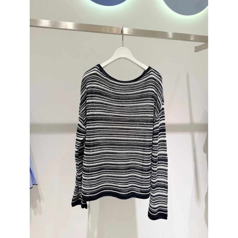 Mm Mijia Mall Same Style Striped Round Neck Long-Sleeve Knit Sweater for Women, Loose and Versatile Sweater Top 4H4232031 Mm Mijia Mall Same Style Striped Round Neck Long-Sleeve Knit Sweater for Women, Loose and Versatile Sweater Top 4H4232031