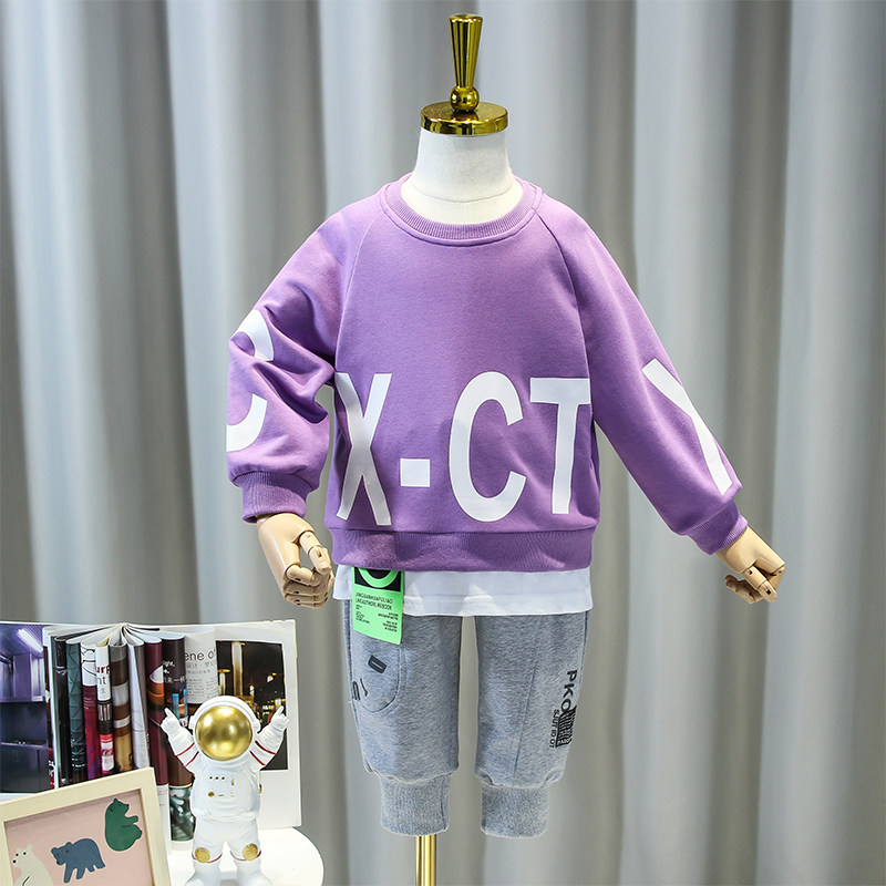 Boys' casual suit spring clothes new children's loose sportswear children's handsome spring and autumn two-piece trend