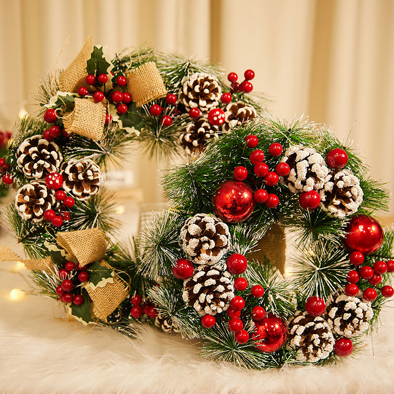 Christmas Flower Ring Door Hanging Accessories Diy Material Christmas Scene Arrangement Shop Window Adornment Vine Ring 30 40CM Rattan