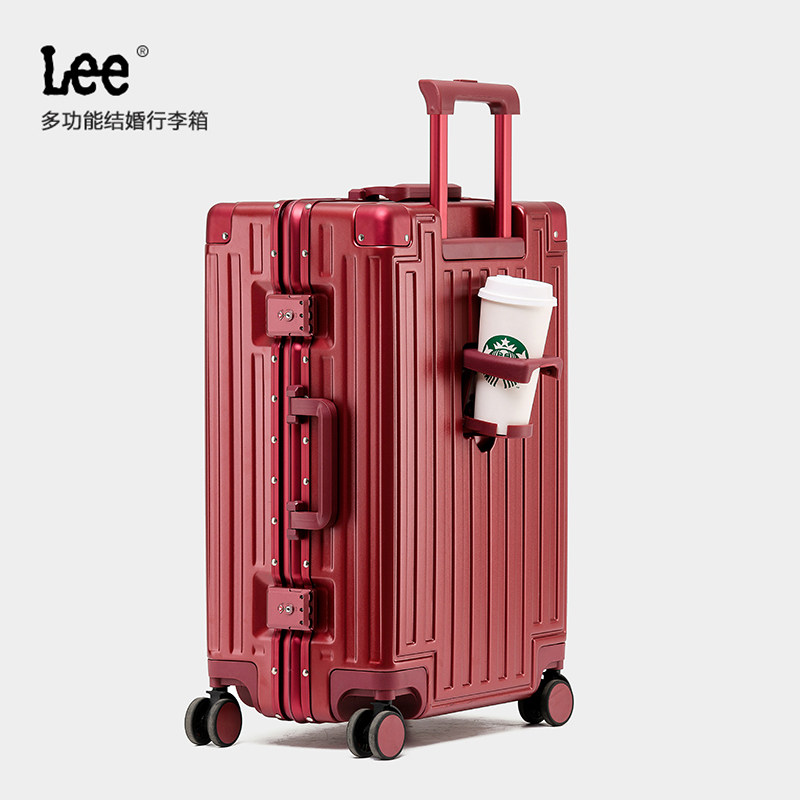 Lee Wedding Suitcase Accompanied Wedding Box Wine Red Crate Rod Case Girl Password Leather Case Bride Dowry Box 24 Inch-Taobao