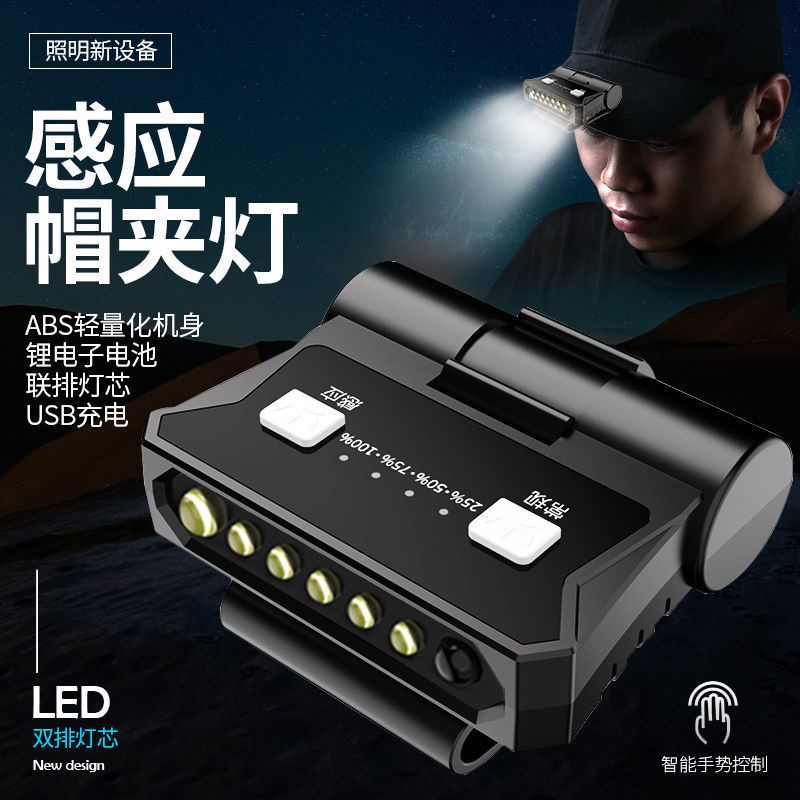 Truffle Induction Headlights Fishing Clamp Cap Lamp Peak Wearing Type Night Fishing Can Charge Bright Light Super Bright LED Waterproof Light