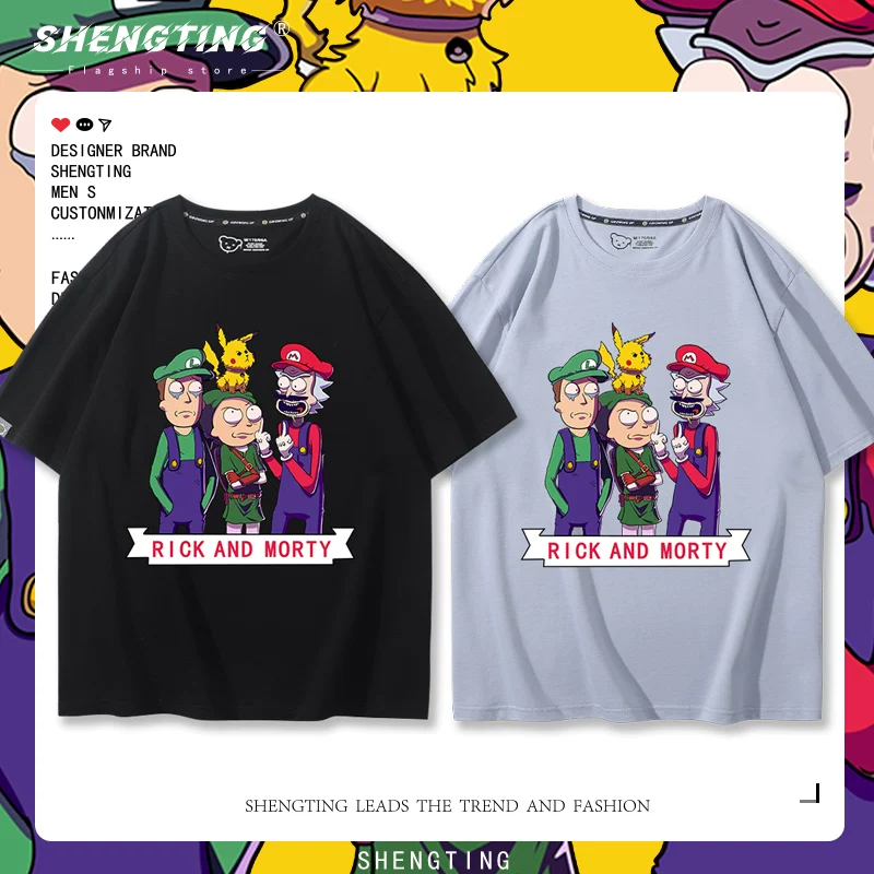 Футболка Rickhe and Moti Locked Mary Mario T -shirt мужская, стиль Lazy Trends, короткие рукава, футболка из ткани