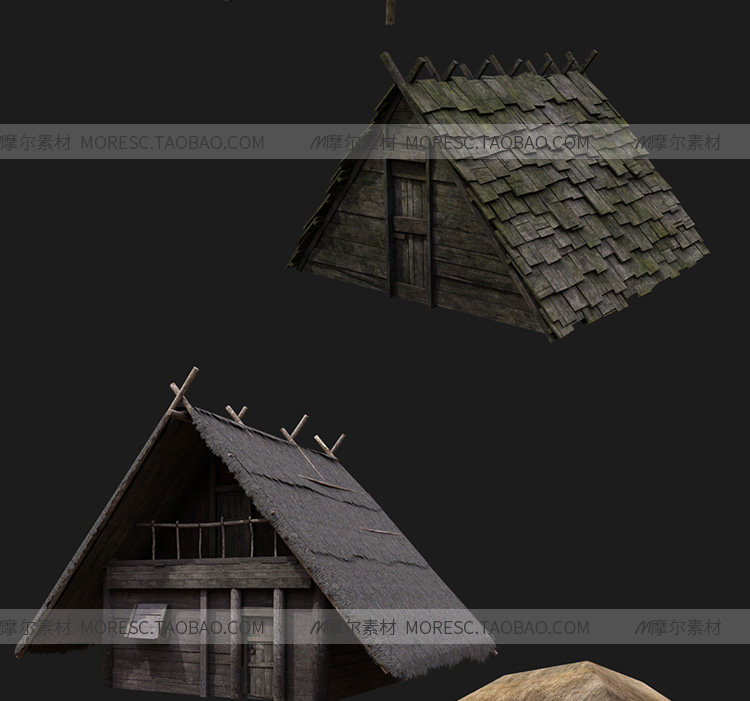 图片[5]-C4D/blender中世纪乡村风房屋茅草房子建筑3d模型带材质贴图MX397-cg男孩