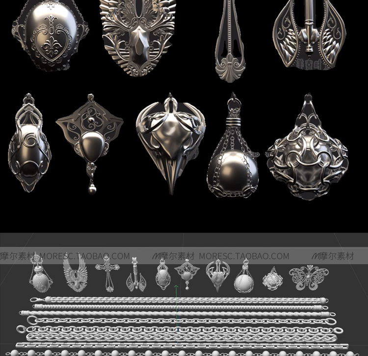 图片[3]-blender/C4D吊坠项链二师首饰装饰max玛雅fbx obj模型素材白模 MX717-cg男孩