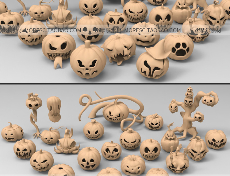 图片[4]-C4D/blender/max/玛雅/obj/fbx南瓜万圣节搞怪南瓜装饰模型素材-cg男孩