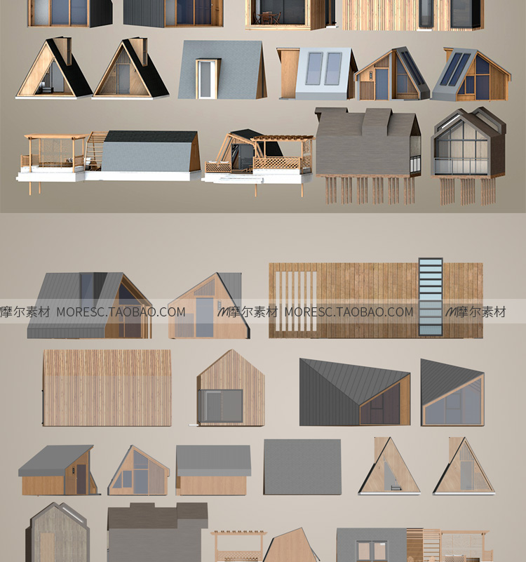 图片[3]-C4D现代小木屋木建小型公共生态建筑露营民宿建筑fbx模型obj素材-cg男孩