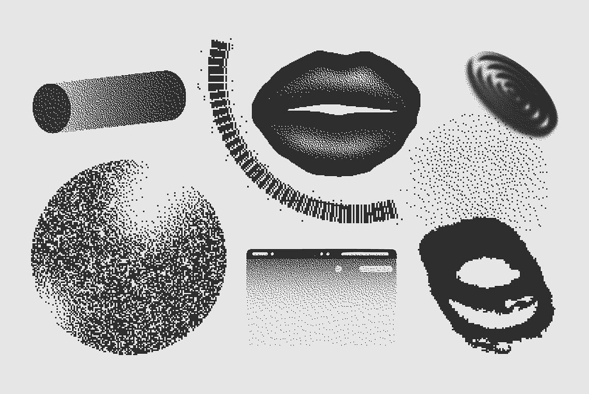 120 Vector Dither Textured Clip Arts, a Graphic by.jpg