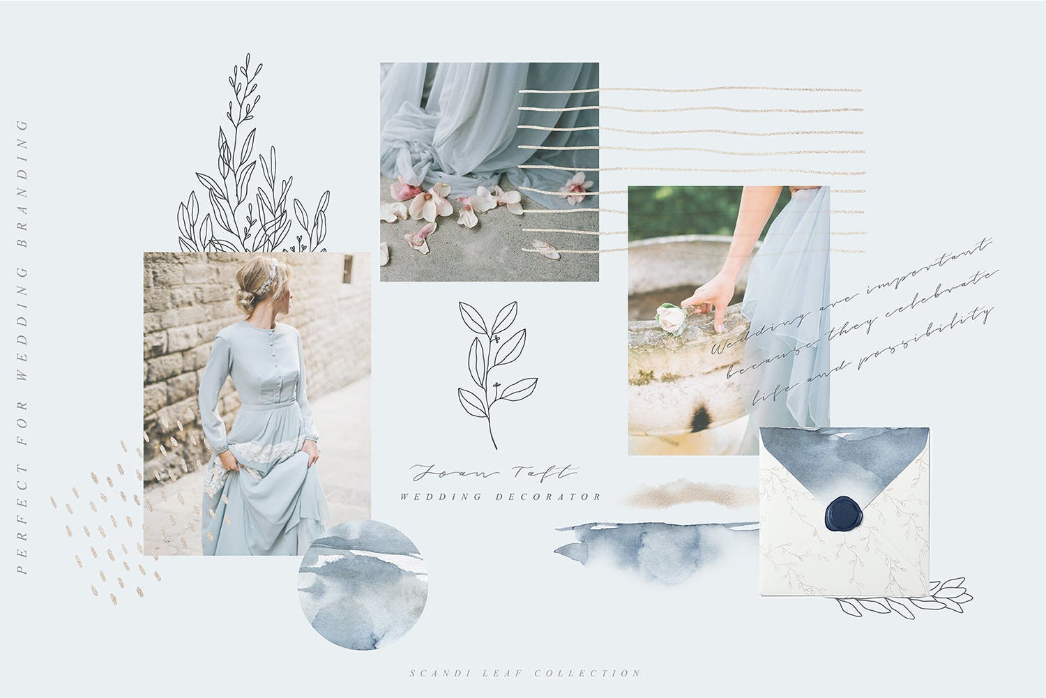 Scandi Leaf Watercolor Light Blue Gold Collection.jpg