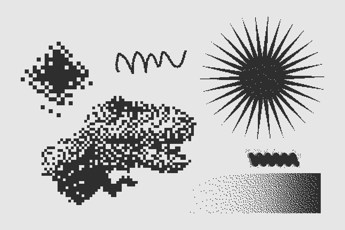 120 Vector Dither Textured Clip Arts, a Graphic by.jpg