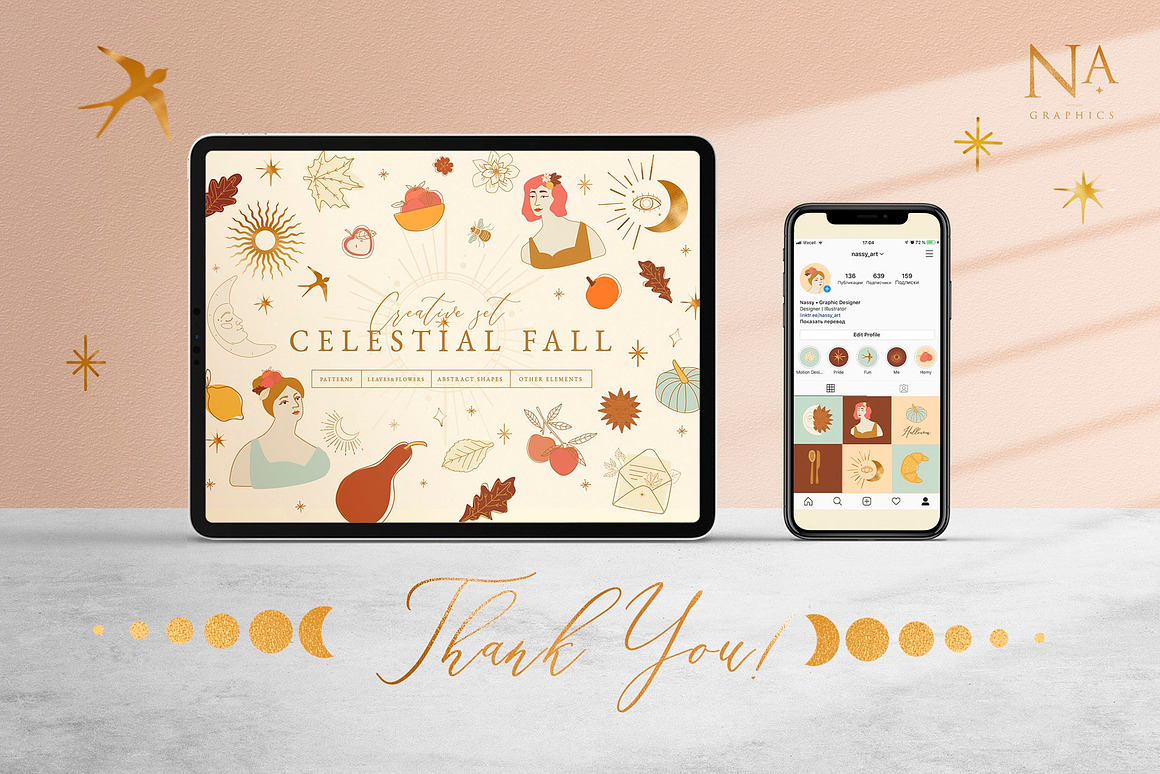 Celestial Fall Abstract Set, a Decorative Illustra.jpg