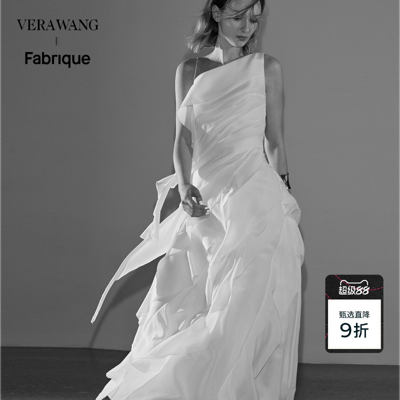 Sun Yi's Same Style Fabrique X Vera Wang Moonlight Goddess Bias-Cut Waist-Cinching Off-Shoulder Dress Sun Yi's Same Style Fabrique X Vera Wang Moonlight Goddess Bias-Cut Waist-Cinching Off-Shoulder Dress