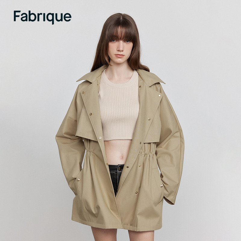 ファブリックのルーズバージョン防風撥水ウエストフード付きショートウィンドブレーカージャケットレディース2024早春新作