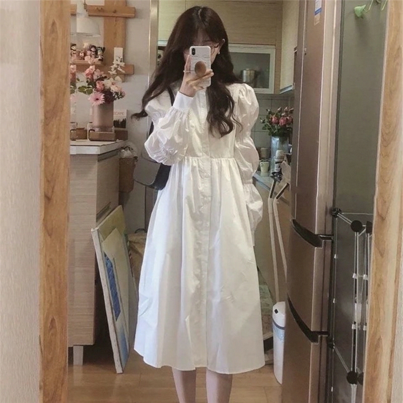 Long-Sleeved Dress with a Stylish Design for Spring and Autumn, A-Line Shirt Dress, Preppy Style Fairy Dress 2026