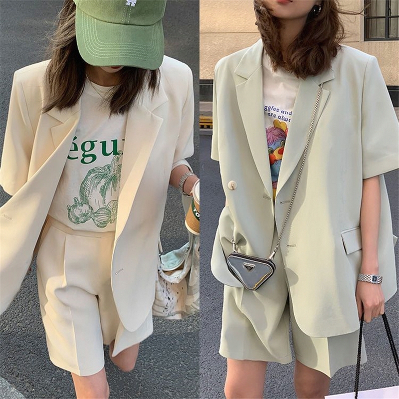 Single Piece/Set 2026 Spring and Summer Thin Casual Loose Short-Sleeved Blazer Women's Blazer Shorts Two-Piece Set