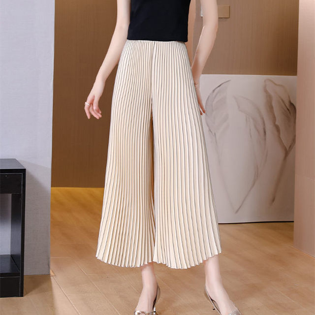 Pleated wide-leg pants women's western style 2022 summer new loose all-match pleated pants drape high waist chiffon pants