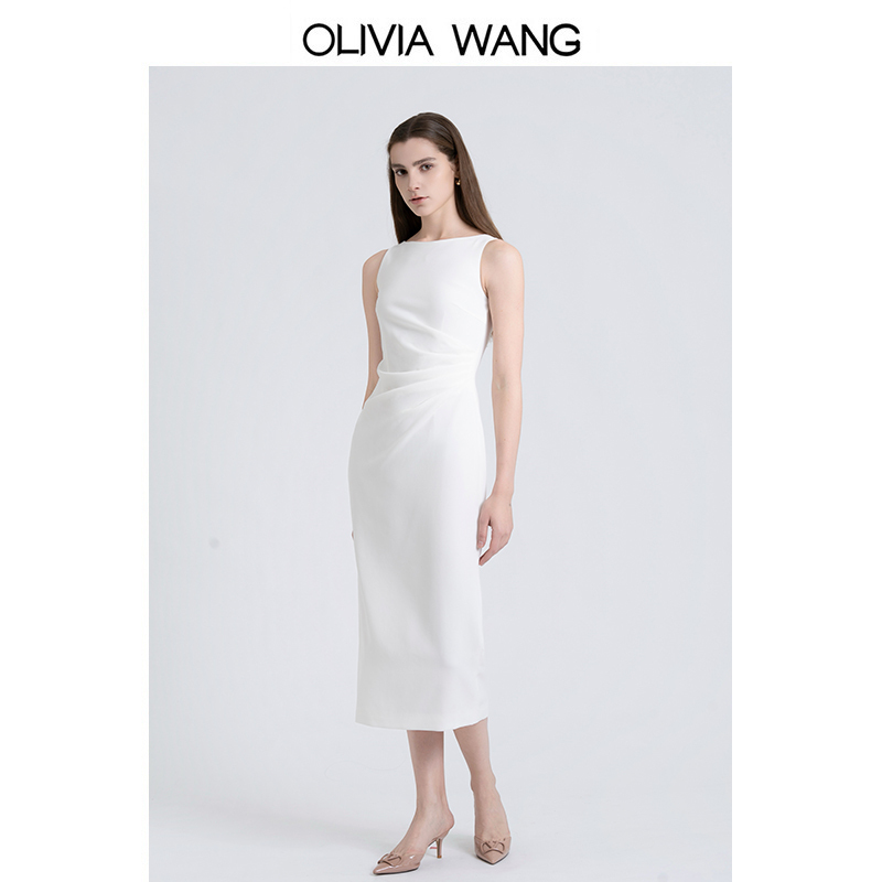 Olivia Wang【Same Style as Nazha】Elegant and High-End One-Shoulder Pleated Acetate Engagement and Graduation Dress
