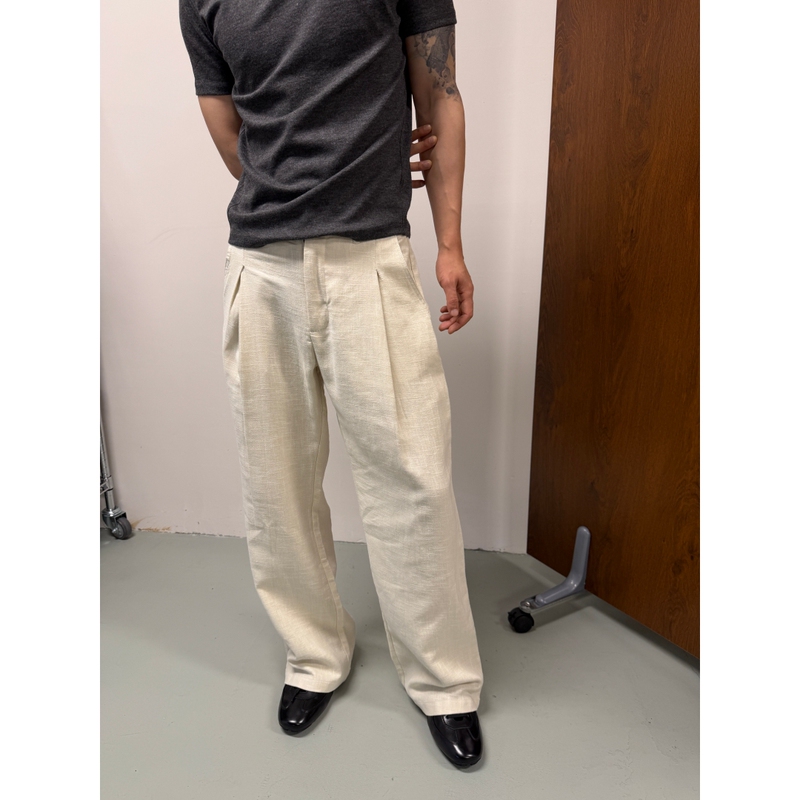 Inall / 26 Old Money Style 50% Linen Cotton Blend Gold Ratio Bamboo Weave Breathable Comfortable Loose-Fit Long Pants Inall / 26 Old Money Style 50% Linen Cotton Blend Gold Ratio Bamboo Weave Breathable Comfortable Loose-Fit Long Pants