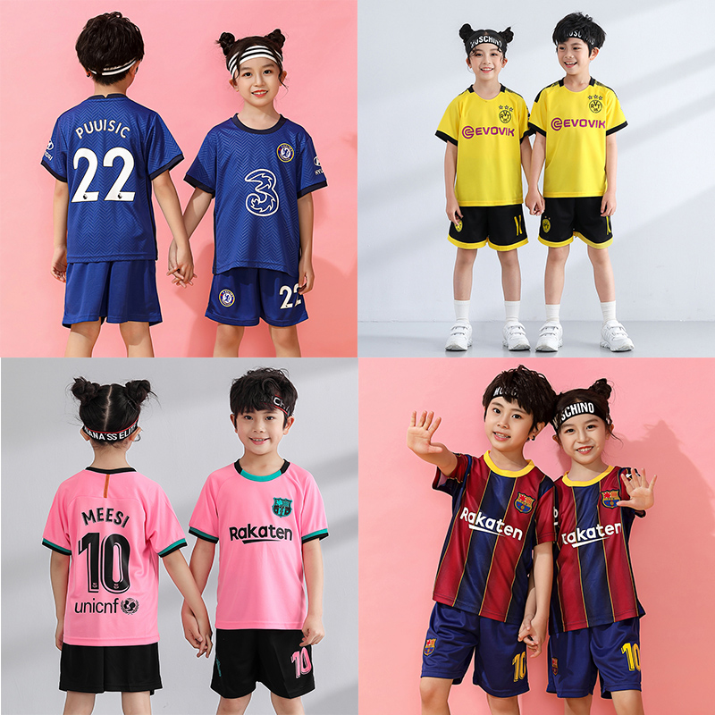 Children's football suit suit game training suit football suit breathable boys and girls Ronaldo Messi jersey sports team