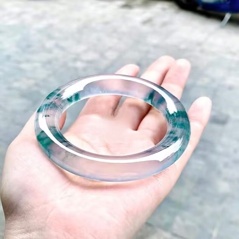 Glass Seed Ice-Through Flower Jade Bracelet Genuine Classy A-Grade Natural Burmese Fat Round Jadeite Bracelet for Women Glass Seed Ice-Through Flower Jade Bracelet Genuine Classy A-Grade Natural Burmese Fat Round Jadeite Bracelet for Women