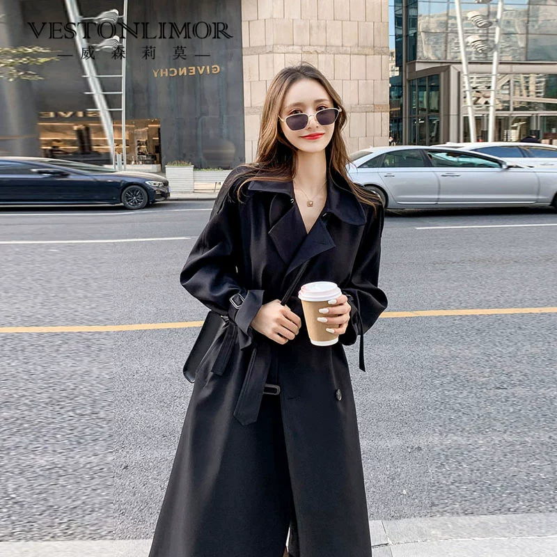 Осень trench coat, длинная куртка, средняя длина, городской стиль, для подростков, свободный крой