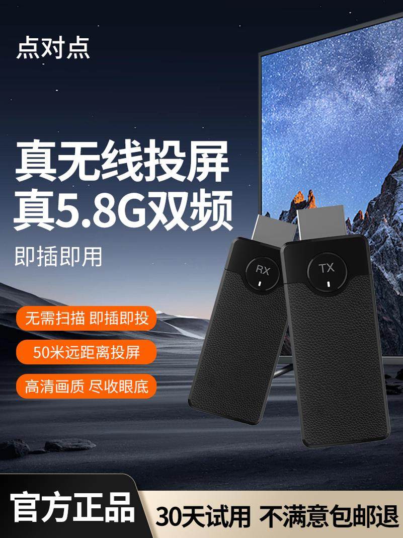 Wireless Screen Projector with HDMI Connection to Computer, Tv, Projector, Point-To-Point Display, 2025 New Model