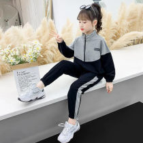Girls Spring and Autumn Suite Korean version of the new Internet Red Ocean University Childrens clothing Childrens sports Two sets of trendy tides