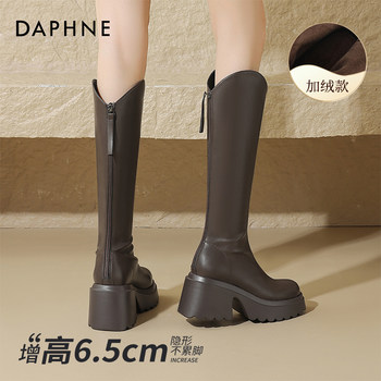 Daphne Short Thick-Soled Long Boots for Women, Fleece-Lined High-Heeled Long Boots, Spring 2025 New High-Top Popular Boots
