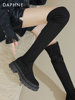 Daphne Stockings Boots 2025 Spring Over-The-Knee Boots Thick-Soled Long Boots Slimming Fleece-Lined Elastic Slim Socks Shoes